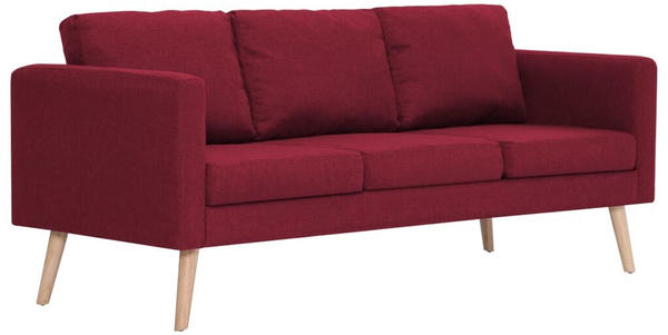 vidaXL Couch 3 Sitters in Fabric Burgundy