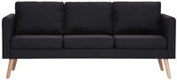 vidaXL Couch 3 Sitters in Fabric Black