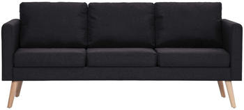 vidaXL Couch 3 Sitters in Fabric Black