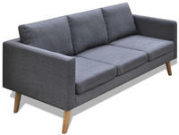 vidaXL Sofa 3-Sitzer Stoff Dunkelgrau
