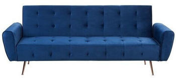 Beliani Velvet Sofa Bed Blue SELNES