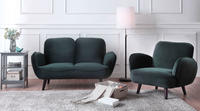 ATLANTIC home collection 2-Sitzer "Ben" mit Wellenunterfederung, Massivholzf&uuml;&szlig;e,