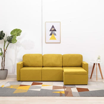 vidaXL Convertible Couch 3 Sitters Yellow