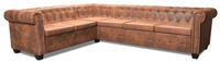 vidaXL Chesterfield-Ecksofa 6-Sitzer Kunstleder Braun