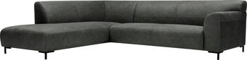 LOVI Ecksofa Salsa 270cm Luxus-Kunstleder mit Ottomane links anthrazite schwarz