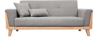 Design-Sofa 3 Pl&auml;tze Hellgrau Holzbeine FJORD