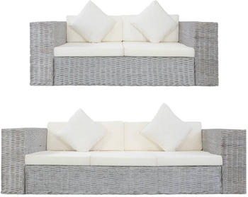 vidaXL Set 2-Sitzer und 3-Sitzer Rattan grau/natur (278797)
