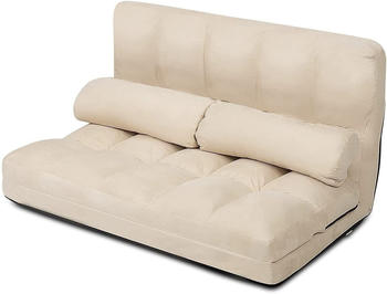 Costway Lazy 6-stufig Sofabett mit 2 Kissen 180cm (HW66174) beige