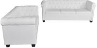 vidaXL Chesterfield-Sofas 2-Sitzer und 3-Sitzer Kunstleder Wei&szlig;