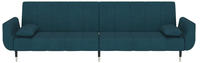 vidaXL Schlafsofa 2-Sitzer mit 2 Kissen Blau Samt