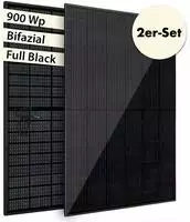 Balkonkraftwerk leistungsstarkes Solaranlage Set mit 2 Modulen Bifazial Full-Black