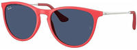 Ray-Ban Junior RJ9060S Kinder-Sonnenbrille Vollrand Panto Kunststoff-Gestell, rot