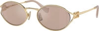 Miu Miu MU 52YS Damen-Sonnenbrille Vollrand Oval Metall-Gestell, Gold