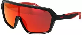 Hugo Boss Masken-Stil Sonnenbrille mit rot getönten Gläsern Schwarz (HG 1334/G/S 807/UW)
