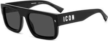 Dsquared2 ICON 0008/S 807/IR Sonnenbrille Herren Schwarz Grau Geometrisch (807/IR)