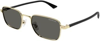 Montblanc Herren Sonnenbrille Metall Gold Grau Quadratisch (MB0339S 001)