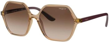 Vogue VO5361S Rechteckige Sonnenbrille Karamell Transparent mit Braun Verlauf Gläsern (282613)