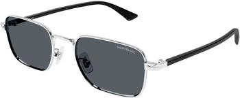 Montblanc MB0339S 003 Sonnenbrille Metall Silber Blau Quadratisch (MB0339S 003)
