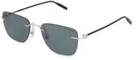 Montblanc MB0470S Herren-Sonnenbrille Randlos Eckig Metall-Gestell, silber