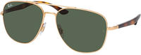 Ray-Ban RB 3683 Unisex-Sonnenbrille Vollrand Quadratisch Metall-Gestell, gold