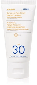 Korres YOGHURT Crema solare viso SPF30, si assorbe in un attimo, idrata a lungo, resistente all'acqua, 50 ml