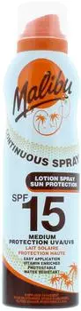 Malibu Mlaibu Sun SPF 15 Continuous Lotion Spray Sunscreen Vitamin Enriched Water Resistant 175ml