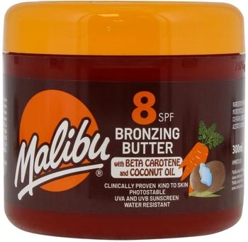 Malibu Sun SPF 8 Bronzing Tanning Body Butter with Beta Carotene and Coconut Oil Water Resistant Tropical Coconut Fragrance 300ml