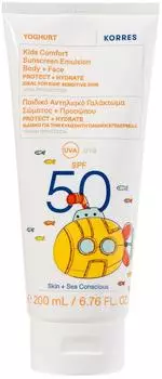 Korres Yoghurt Kids Comfort Sunscreen Emulsion Body + Face SPF50 200ml for Men and Women
