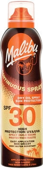 Malibu Sun SPF 30 Continuous Dry Oil Spray for Tanning with Shea Butter Extract High Protection Water Resistant 175ml