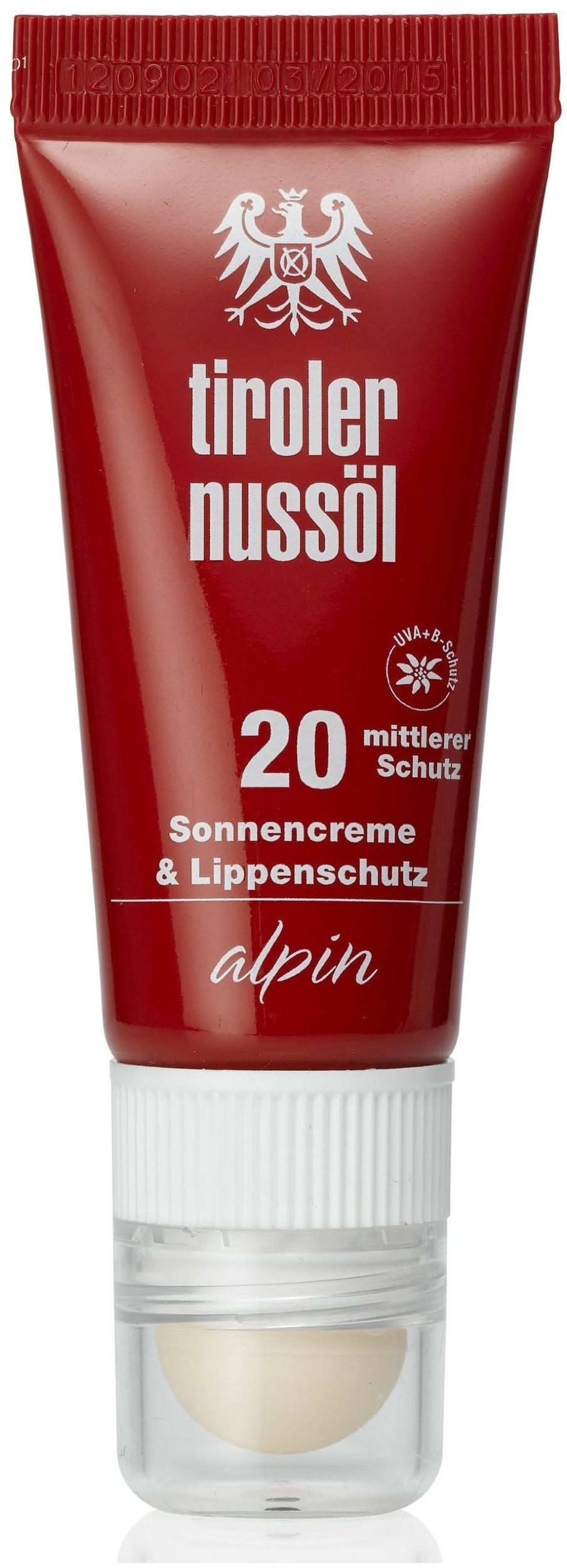 Tiroler Nussöl alpin Sonnencreme & Lippenschutz LSF 20 (20 ml) Test TOP  Angebote ab 3,36 € (Februar 2023)