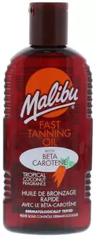 Malibu Sun Bronzing Fast Tanning Oil with Beta Carotene Water Resistant Tropical Coconut Fragrance 200ml