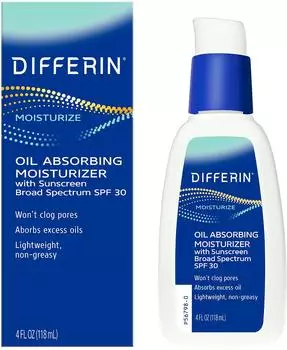 Galderma Differin Oil Absorbing Moisturizer with Sunscreen-Broad Spectrum UVA/UVB SPF 30 (118ml)