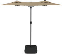 vidaXL Doppel-Sonnenschirm mit LED-Leuchten Taupe 316x145 cm