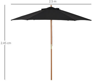Outsunny Sonnenschirm 3-stufig Bambus 180/㎡ Polyester Schwarz Outsunny Sonnenschirm 3-stufig Bambus 180/㎡ Polyester Schwarz