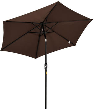 Outsunny Marktschirm mit Handkurbel Alu 180/㎡ Polyester Braun