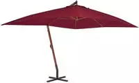 vidaXL Ampelschirm mit Holz-Mast 400x300 cm Bordeauxrot