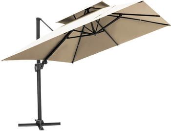 Outflexx Ampelschirm wei&szlig;/creme Alu/Polyester 300x300x280cm + Kreuzst&auml;nder Doppeldach (PU027 Creme)