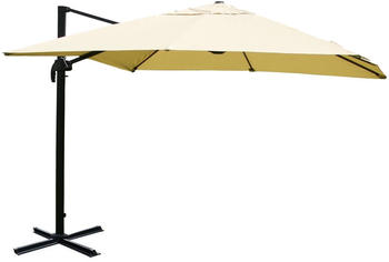 MCW Ampelschirm A96 3x3m ohne Ständer Drehbar Creme