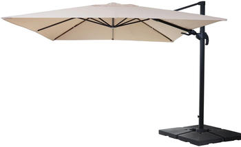 MCW Ampelschirm A96 3x4m Alu mit Ständer Drehbar Creme