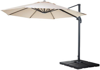 MCW Ampelschirm A96 Ø4m Alu mit Ständer Drehbar Creme