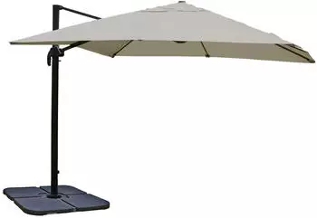 MCW Ampelschirm A96 3x3m Alu/Stahl mit St&auml;nder Drehbar Creme-Grau