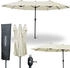 deluxe4home XXL Doppelsonnenschirm 450cm x 260cm mit Handkurbel Creme