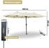deluxe4home XXL Doppelsonnenschirm 450cm x 260cm mit Handkurbel Creme