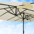 deluxe4home XXL Doppelsonnenschirm 450cm x 260cm mit Handkurbel Creme
