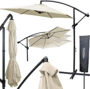deluxe4home Sonnenschirm Ampelschirm mit St&auml;nder Durchmesser 270cm Creme