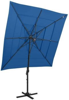 furnicato Sonnenschirm mit Aluminium-Mast 4-lagig Azurblau 250x250 cm