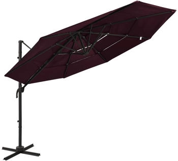 furnicato Sonnenschirm mit Aluminium-Mast 4-lagig Bordeauxrot 3x3 m