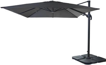 MCW Ampelschirm A96 3x3m Alu/Stahl Anthrazit mit Ständer Drehbar MCW Ampelschirm A96 3x3m Alu/Stahl Anthrazit mit Ständer Drehbar
