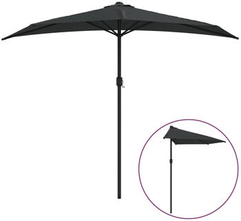 furnicato Balkon-Sonnenschirm Alu-Mast 270x144x222cm Halbrund Schwarz furnicato Balkon-Sonnenschirm Alu-Mast 270x144x222cm Halbrund Schwarz