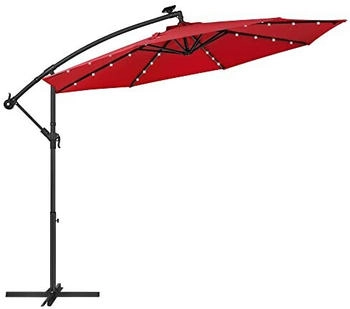 Songmics Sonnenschirm + LED-Solar 300cm rot (GPU018R01)